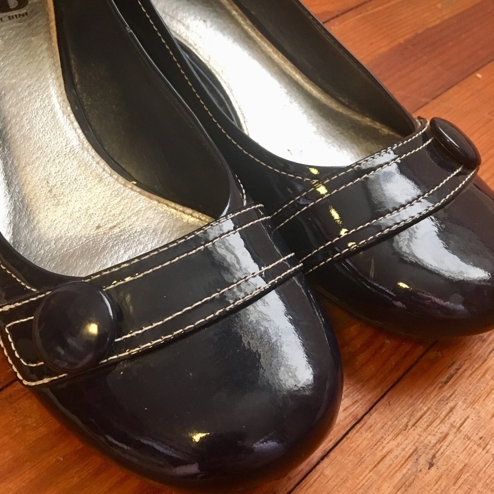 Gianni Bini navy patent wedge heels